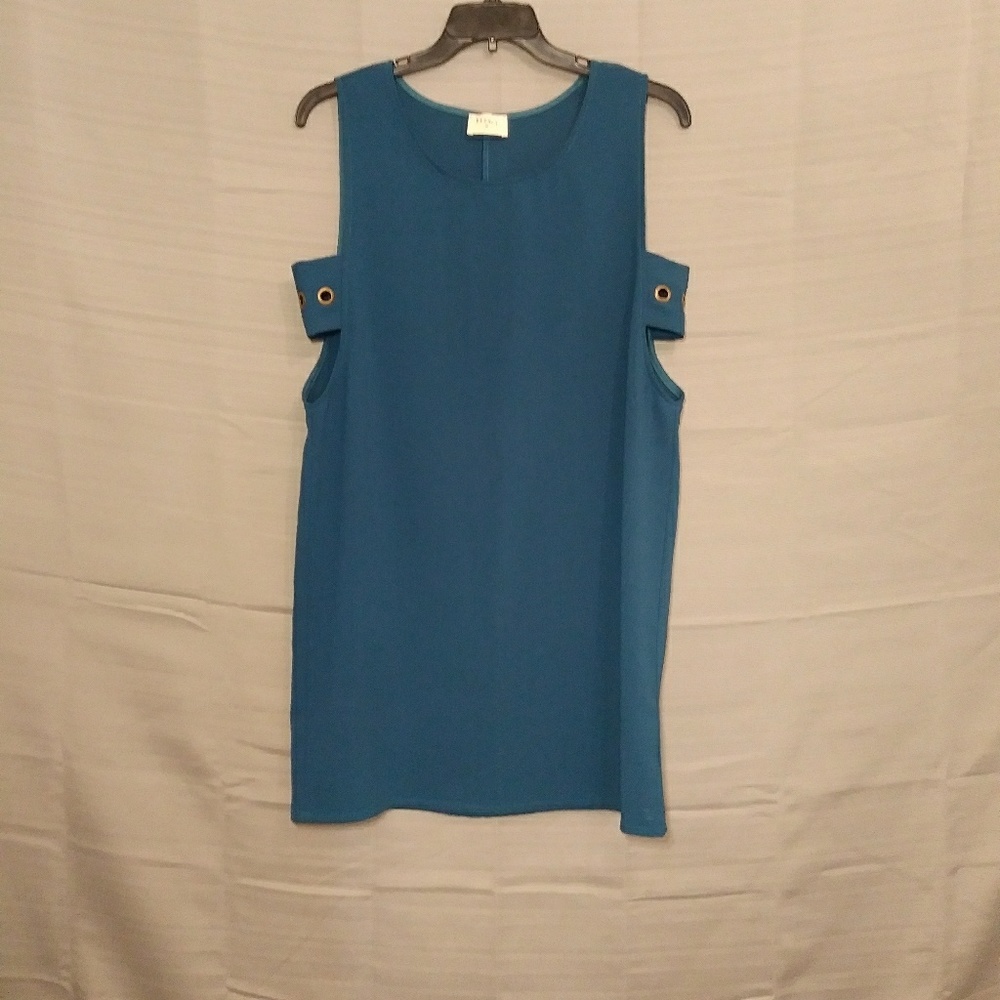 Everly Anthro teal blue shift dress sz Large